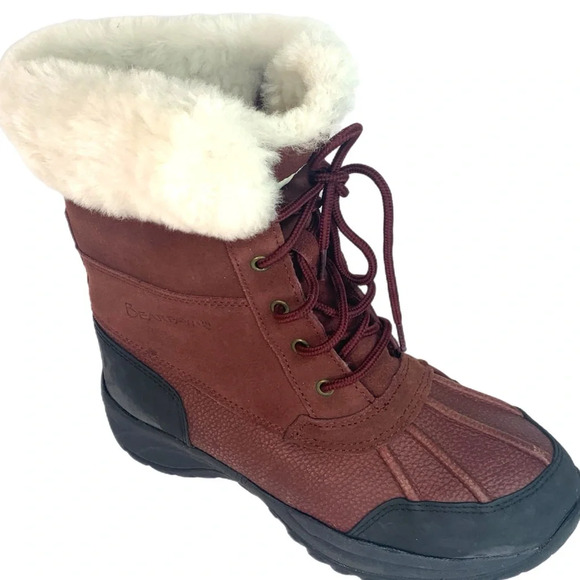 BearPaw boys burgundy and Black Winter Boots sz 6 - Picture 4 of 10